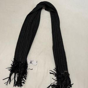 Michael Kors Dark Grey Scarf with Black Fringe